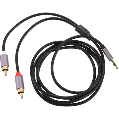 Homoyoyo 3.5mm to Dual Audio Cable 1.5m Auxiliary Stereo Audio Extension Cord for Speakers and Computers Iron Gray