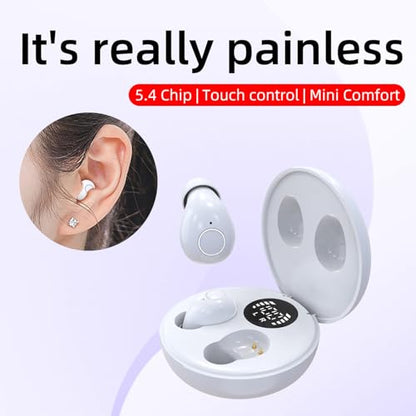 Mini Invisible Earbuds for Work and Sleep - Best Small Earbuds for Small Ear Canals - color: White