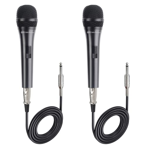 Cable Matters 2-Pack Cardioid Dynamic Vocal Microphones with 15ft Cable | 6.35mm Wired Microphone, for Singing and Karaoke, Compatible with Singing Machine