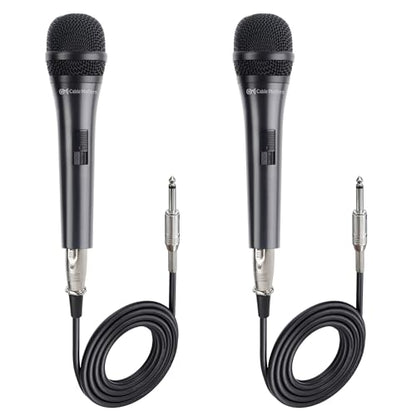 Cable Matters 2-Pack Cardioid Dynamic Vocal Microphones with 15ft Cable | 6.35mm Wired Microphone, for Singing and Karaoke, Compatible with Singing Machine