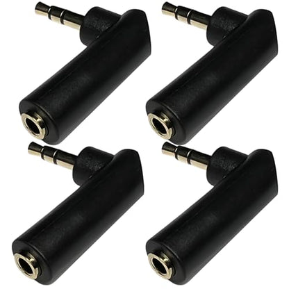 CESS 3.5mm Right Angle Male to Female Stereo Adapter, 4 Pack