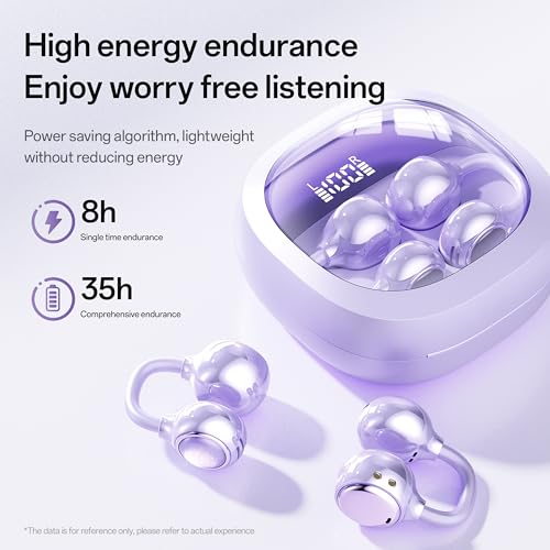 Open Ear Earbuds Open Ear Headphones Wireless Bluetooth 35Hrs Playtime Stereo Sound Ear Buds Wireless Charging Case Digital Display Open Earbuds for Running, Workout, Travel, and Daily Use (Black) - color: Black