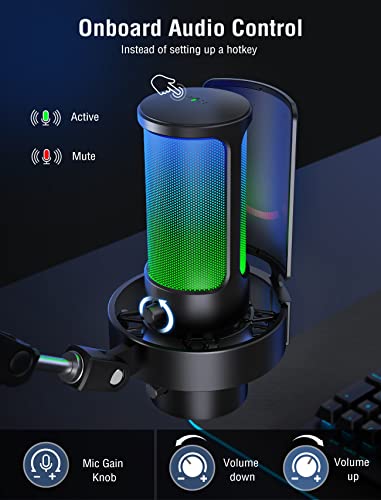 FIFINE A8 Plus USB Gaming Condenser Microphone with 4 Polar Patterns for PC - size: A8PLUS-Desktop