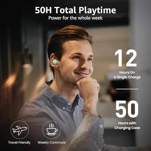 TOZO T6 Wireless Earbuds Bluetooth 5.3 Stereo Sound in Ear Headphones | 50H Long Playtime Ear buds with Charging Case, App Customizable EQs, IPX8 Waterproof Earphones, AI Calls, Deep Bass - color: Green