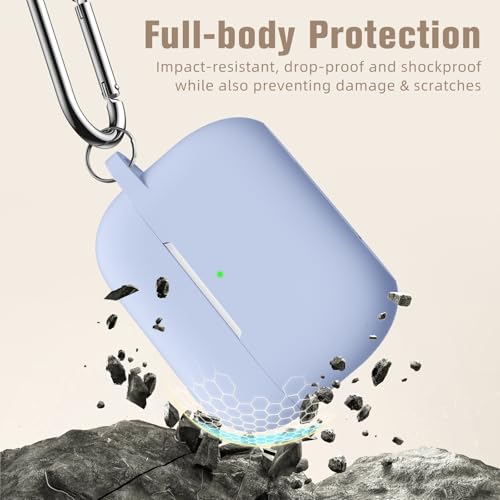 Hamile Compatible AirPods Pro Case - Protective Silicone Shockproof Cover Skin for Apple AirPod Pro 2019 Charging Case, with Keychain, Lilac - color: Lilac