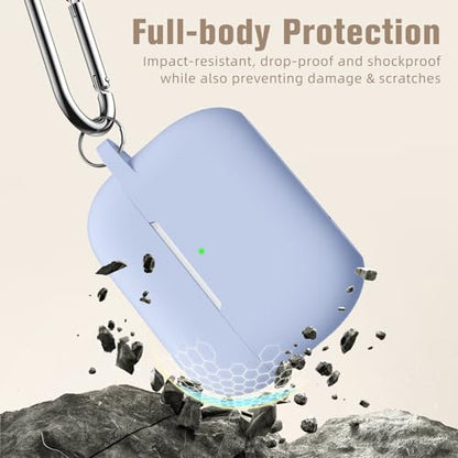 Hamile Compatible AirPods Pro Case - Protective Silicone Shockproof Cover Skin for Apple AirPod Pro 2019 Charging Case, with Keychain, Lilac - color: Lilac