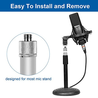 Mic Stand Adapter Set,8 Pcs Mic Thread Adapters-5/8 Female to 3/8 Male and 3/8 Female to 5/8 Male,5/8 Female to 1/4 Male and 1/4 Female to 5/8 Male-Screw Adapter for Microphone Stand Boom Arm-Silver - color: Silver