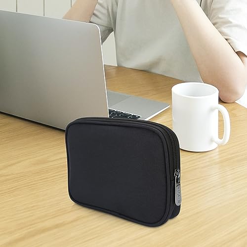 E-Tree Travel Tech Organizer Bag (8.66" x 5.51") – Canvas Electronics Accessories Case for Mouse, USB-C Charger, Cables, Power Bank, SSD, Dongle, Hub & Earphone | Toiletry & Cosmetics Pouch | Black