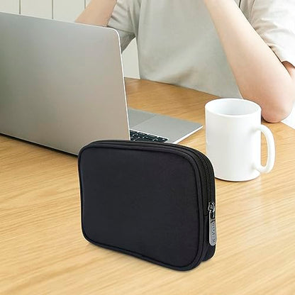 E-Tree Travel Tech Organizer Bag (8.66" x 5.51") – Canvas Electronics Accessories Case for Mouse, USB-C Charger, Cables, Power Bank, SSD, Dongle, Hub & Earphone | Toiletry & Cosmetics Pouch | Black