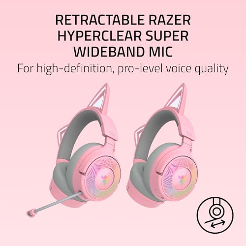 Razer Kraken Kitty V3 Pro Wireless RGB Gaming Headset, Pink - color: Quartz Pink