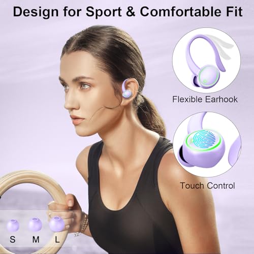 Matast Wireless Earbuds, Bluetooth 5.4 Headphones Sports, 50H Playback Over-Ear Buds with ENC Noise Cancelling Mic, Deep Bass Fitness Earphones IP7 Gym Running Workout with Earhooks