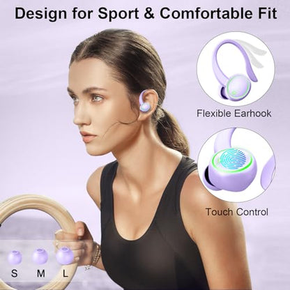 Matast Wireless Earbuds, Bluetooth 5.4 Headphones Sports, 50H Playback Over-Ear Buds with ENC Noise Cancelling Mic, Deep Bass Fitness Earphones IP7 Gym Running Workout with Earhooks