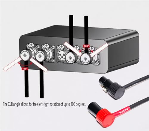 WJSTN 3-Pin Female Right Angle XLR to 3-Pin Male Right Angle XLR Cable 100° Adjustable, Professional Audio Balanced Interconnect for Microphones, Mixers, Speakers -, 2-Pack (1Feet) - size: 1Feet