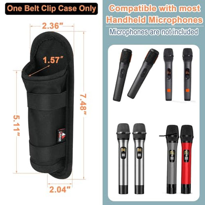 Belt Case Holder Belt Clip Case for Most Standard Wireless Handheld Microphone, Nylon Microphone Holder Carrying Pouch with 180 Degree Rotating Plastic Clip (1 Pack)