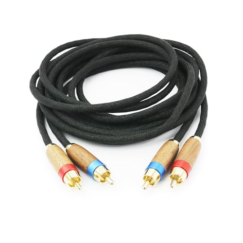 NewFantasia Audiophiles 2RCA Male to 2RCA Male Stereo Audio Cable HiFi System Interconnect Cable 6N OCC Copper Silver Plated Cord Walnut Wood Shell 2 RCA to 2 RCA 3m 10ft - size: 10 ft
