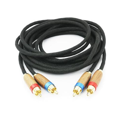 NewFantasia Audiophiles 2RCA Male to 2RCA Male Stereo Audio Cable HiFi System Interconnect Cable 6N OCC Copper Silver Plated Cord Walnut Wood Shell 2 RCA to 2 RCA 3m 10ft - size: 10 ft