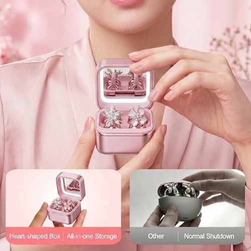 Wireless Earbuds with LED Makeup Mirror Case, Bluetooth 6.0 Open Ear Clip-On Headphones, Cute Pink Air Conduction Earphones for Women, Low Latency, Secure Fit for Running & Travel (Earring Pink) - color: Earring Pink