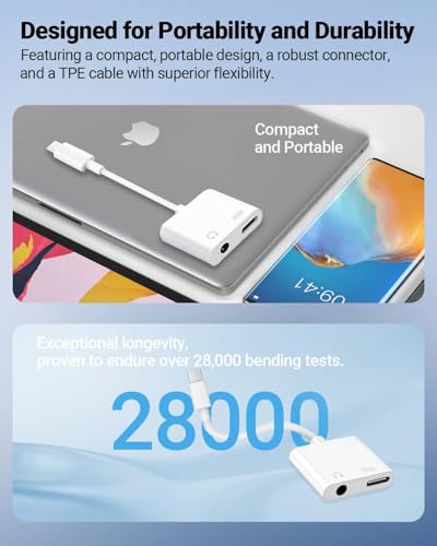 Seulliya USB C to 3.5mm Headphone Jack and Charger Adapter, 2-in-1 Audio & Fast Charging Splitter for Apple iPhone 17/16/15/Pro/Pro Max, iPad, Samsung, Pixel, and More 1Pack - color: White