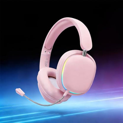 Active Noise Cancellation Bluetooth Headset On Ear Painless Wear Foldable Rotatable Design Lightweight Dual Device Connectivity Detachable Gaming Mic-SY-T3 Pink - color: Headset SY-T3 pink