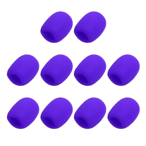 MECCANIXITY 10pcs Microphone Foam Covers, 40mm (1.57") ID 10mm (0.39") Thickness Microphone Windscreen Foam Cover for Most Handheld Microphones, Purple - color: Purple