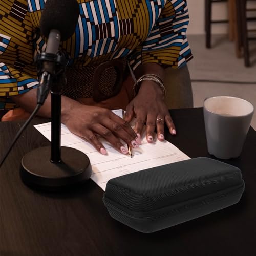 Totority Black Padded Microphone Storage Box Eva Carrying Case with Shockproof Protection and Built Mesh Pocket for Cordless Mic Travel and Studio Use