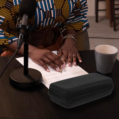 Totority Black Padded Microphone Storage Box Eva Carrying Case with Shockproof Protection and Built Mesh Pocket for Cordless Mic Travel and Studio Use