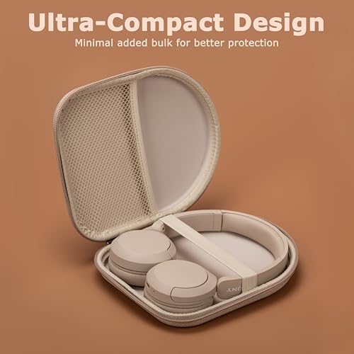 Ginsco Case Compatible with JBL Tune 510BT/520BT/500BT with Sony WH-CH520/510, Ultra-Slim Hard Shell Headphone Case for On Ear Headphones (Beige) - color: Beige