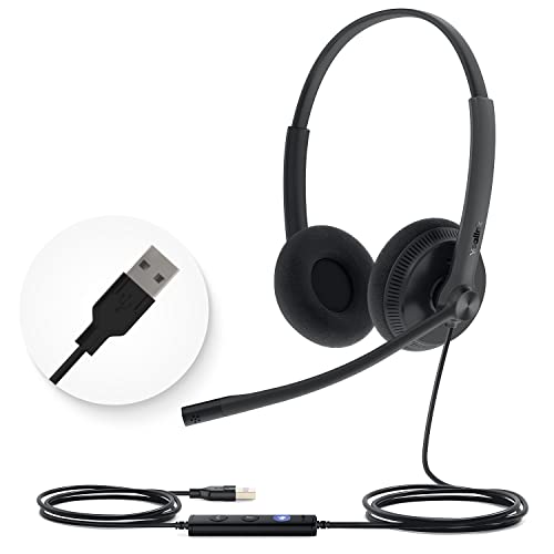 Yealink UH34 Lite Wired Headset,USB-A, Noise Canceling Mic,in-Line Controls | Stereo Headphones,Teams/Zoom Certified, Plug & Play for PC/Laptop/IP Phone, Call Center, Office, Online Meeting, Ultra Light - size: Stereo