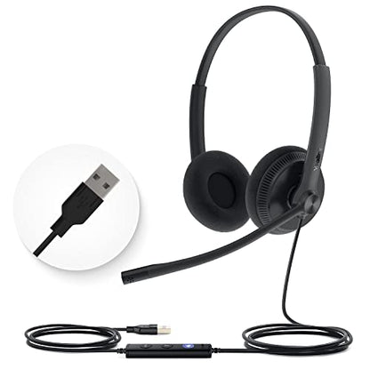 Yealink UH34 Lite Wired Headset,USB-A, Noise Canceling Mic,in-Line Controls | Stereo Headphones,Teams/Zoom Certified, Plug & Play for PC/Laptop/IP Phone, Call Center, Office, Online Meeting, Ultra Light - size: Stereo