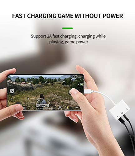 Headphone Adapter Lightning to 3.5mm AUX Jack Audio and Charger Dongle Earphone Splitter Compatible with iPhone 11 12 Mini pro max xs xr x se2 7 8 Plus for Ipad Air Cable Converter,Apple MFI Certified