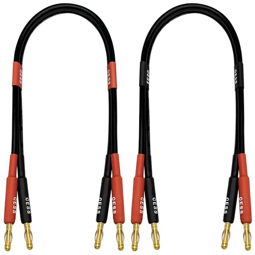 CNCESS CESS-037-1F 12 AWG Silicone Speaker Cable, Banana Plug Male to Male, Tinned Copper Wire, 1 Foot, 2-Channel - size: 1 FOOT