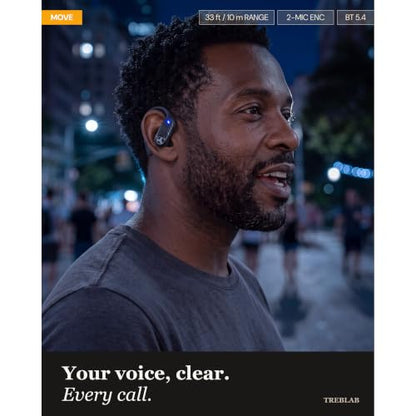 TREBLAB X3-Pro Earbuds Wireless Bluetooth, Earhook IPX5 11H Powerbank - color: White Logo