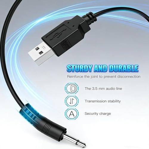 3.5mm USB Charging Cable,AUX Audio Jack to USB Male Charging Cable Adapter,Compatible with Headphones,Speakers,Voice Recorders,MP3 Players,and Any Other Devices with a 3.5mm Port