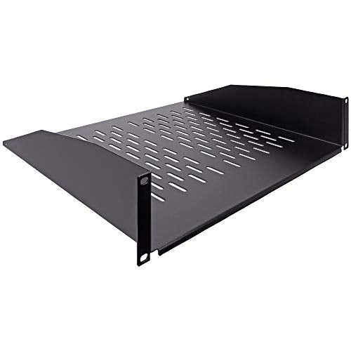 NavePoint 2U 19-Inch Universal Vented Rack Mount Cantilever Server Cabinet Shelf 14-Inches Deep Black - size: 14" (360mm)