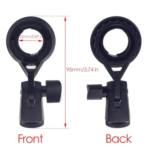 Short Video Mic Clip, 270° Rotatable Microphone Holder with 3/8" Conversion Nut, Shockproof Stand Adapter for 0.9-inch (22mm) Condenser Mics, Compatible with Most Stands & Boom Arms