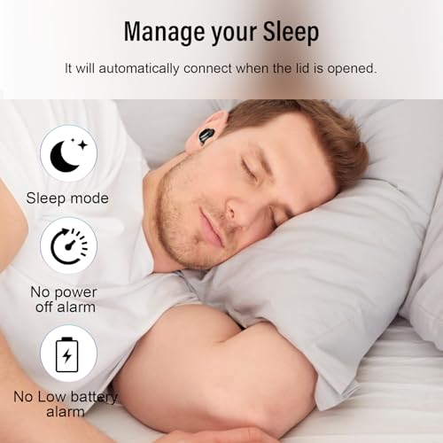 Sleep Earbuds Bluetooth 5.4 in Ear Light-Weight Headphones, Mini Sleep Headphones Small Design for Side Sleepers, 47H Playtime with Charging Case, Clear Calls Earphones, Black - color: Black