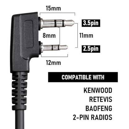 TIDRADIO Walkie Talkies Earpiece with Mic G Shape 2 Pin Headset TD-M8s TD-V2 TD-H3 TD-H8 H-777 RT21 RT22 RT68 Baofeng UV-5R Mini BF-F8HP 5RM 5RX UV-5G UV-32 DM-32 GM21 2 Way Radio - 2Pack - style: 2 Pack G Shape Earpiece