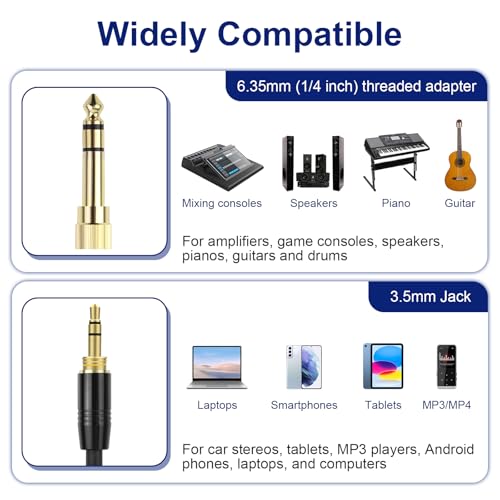 QC45 Coiled Audio Cable Compatible with Bose QuietComfort, QuietComfort Ultra, QC45, QC35, QC35 II, QC25, NC700, OE2, Soundlink, SoundTrue headphones, 2.5mm to 3.5mm Cable with 6.35mm Adapter, 4-14ft