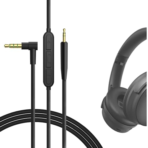 GEEKRIA Audio Cable with Mic Compatible with Bose QuietComfort Ultra II/SE/45/35 II, 700 Headphones, 3.5mm to 2.5mm Replacement Stereo Cord with Inline Microphone (4 ft/1.2 m)