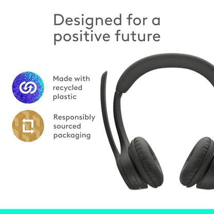 Logitech Zone 301 Wireless Bluetooth Headset - Graphite | Noise-canceling microphone, compatible with Windows, Mac, Chrome, Linux, iOS, iPadOS, Android - color: Graphite