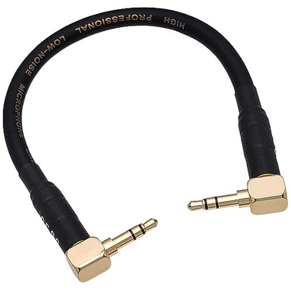 CNCESS Short Audiophile Audio Cable 3.5mm TRS, 6 Inches | Right Angle Male To Male