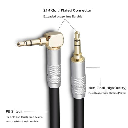 3.5mm AUX Cord 3ft, Stereo Audio Cable 90 Degree 3.5mm Male to Male Stereo Aux Gold-Plated Pure Copper Shell Right Angle Aux Cable Clear Sound - size: 3.2ft/1M, style: 3.5mm Right Angle