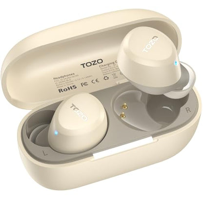 TOZO A1 Wireless Earbuds Bluetooth 5.3 Light Weight in Ear Headphones | IPX5 Waterproof,2 Mics for AI Calls,Immersive Premium Sound Bass Headset with Charging Case,32 EQ via App Light Khaki - color: Light Khaki