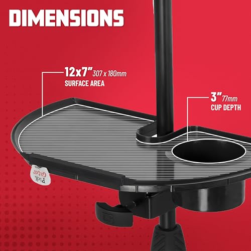 Gator Frameworks Microphone Stand Accessory Tray with Drink Holder and Guitar Pick Tab, 12" x 7" (GFW-MIC-ACCTRAY) - size: 12" x 7" Standard Tray, style: Standard Tray