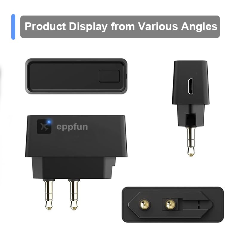 Professional Bluetooth 5.2 Transmitter for Airplane, Dual Connection Wireless Audio Adapter with aptX Low Latency/Aptx HD for Earbuds/Headphones