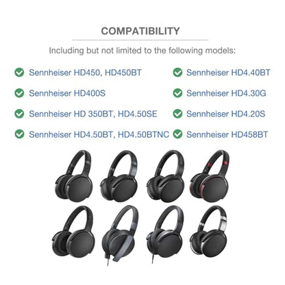 Headband Cushion Cover Compatible with Sennheiser HD450, HD450BT, HD400S, HD 350BT HD4.50BT, HD4.50BTNC, HD4.50SE, HD4.40BT, HD4.30G, HD4.20S, HD458BT, 6mm Thick Cushion with Hanging Loop