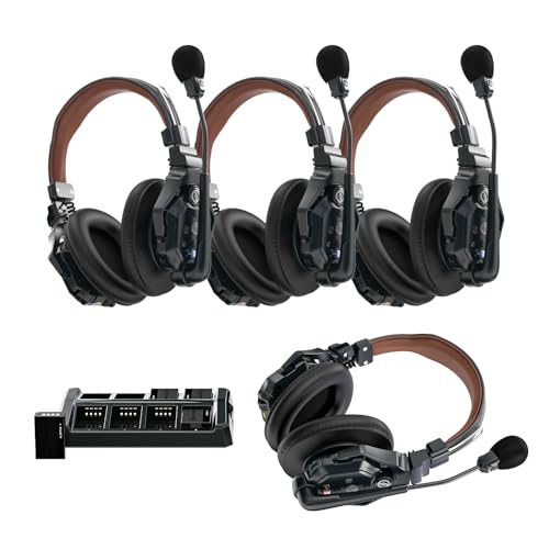 Hollyland Solidcom C1 Pro Wireless Intercom Headset System ENC Full Duplex 4-Person 1100ft Team Communication with PTT Mute Headset for Church Drone TV Film Production（Double-Ear Version）… - size: 4 Set Double-Ear
