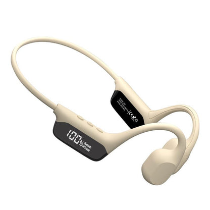 Bone Conduction Headphones IPX8 Waterproof Swimming LCD Screen Built in 32G Memory Bluetooth 5.4 Earphones Open Ear Earbuds for Diving, Cycling, Driving,HIFI Stereo Sound with 8H Playtime, White - color: White