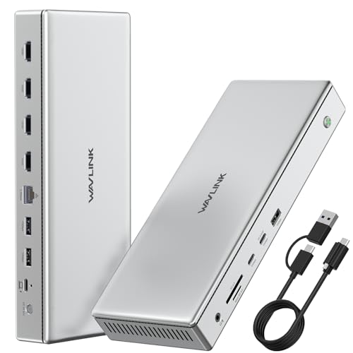 WAVLINK Pro Docking Station 4 Monitors, Quad 4K Displays for Mac, Windows | Displaylink DL7400 Dock with 4x HDMI, PD 100W, 2.5G Ethernet, 10G USB, SD/TF 4.0, Ideal for Workstation & Home Office.