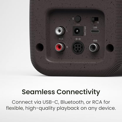 Kanto UKI 100 W Active Desktop Computer Speakers with Bluetooth and USB-C | Intelligent Sub Integration | Headphone Out | Pair | Pumice - color: Pumice